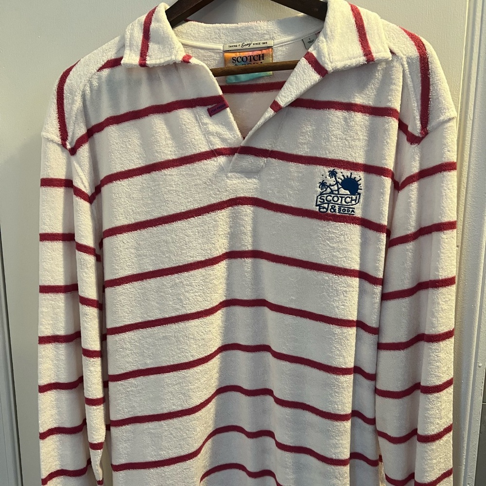 Scotch & Soda White and Red Striped Sweater